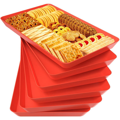 WOWBOX 4-Pack Reusable Plastic Serving Trays for Snacks, Fruit and Parties