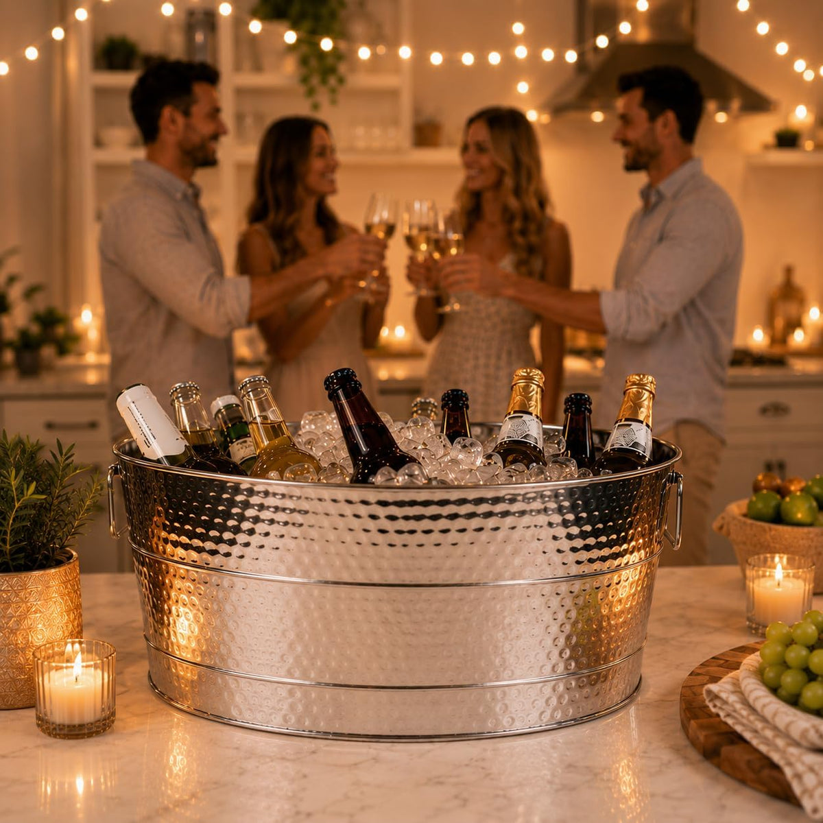 BREKX Heavy-Duty Stainless Steel Beverage Tub for Parties, Large, Oval