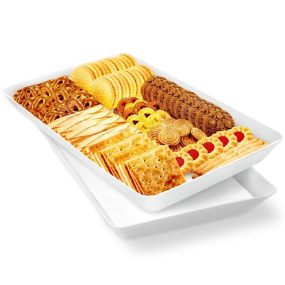 WOWBOX 4-Pack Reusable Plastic Serving Trays for Snacks, Fruit and Parties