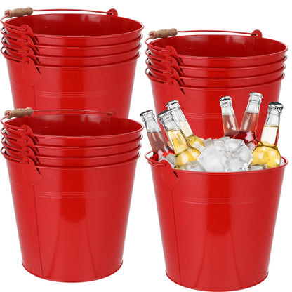 Didaey 12 Pcs Galvanized Metal Beer Buckets, Handle,Silver