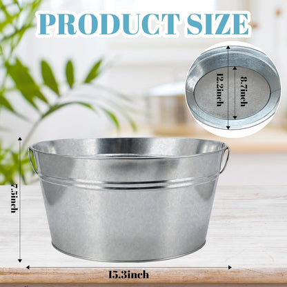 4 Gallon Galvanized Tub Ice Buckets for Parties Portable Beverage Tub