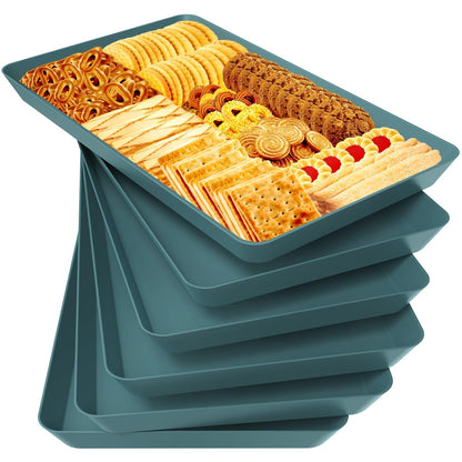 WOWBOX 4-Pack Reusable Plastic Serving Trays for Snacks, Fruit and Parties