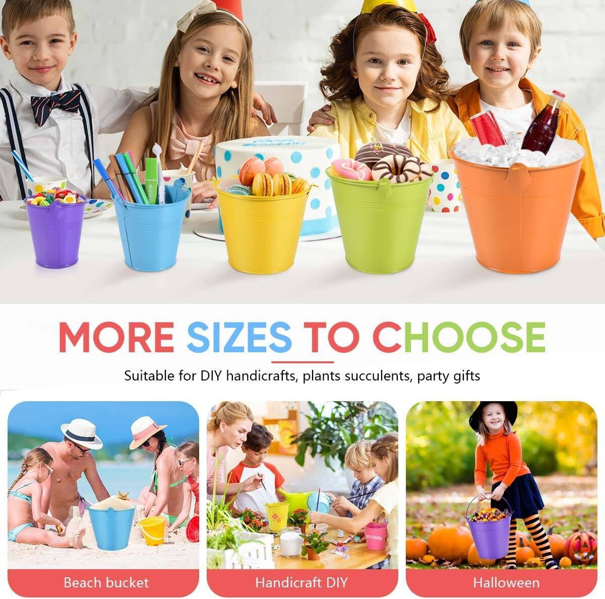 OBTANIM 7 Pack Red Metal Buckets with Handle Galvanized Ice Pails for Plants, Succulents, Party Favors Organizing, Rustic Home Decor or Classrooms Pencil Storage (7.1 x 5.2 inch)