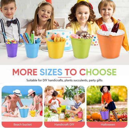 OBTANIM 7 Pack Red Metal Buckets with Handle Galvanized Ice Pails for Plants, Succulents, Party Favors Organizing, Rustic Home Decor or Classrooms Pencil Storage (7.1 x 5.2 inch)