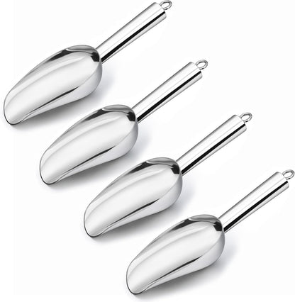LIANYU Metal Ice Scoop Set of 4, 3 Oz Stainless Steel Small Ice Scooper