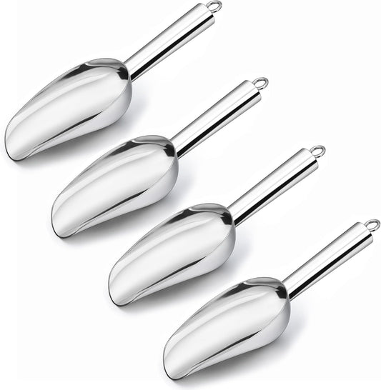 LIANYU Metal Ice Scoop Set of 4, 3 Oz Stainless Steel Small Ice Scooper