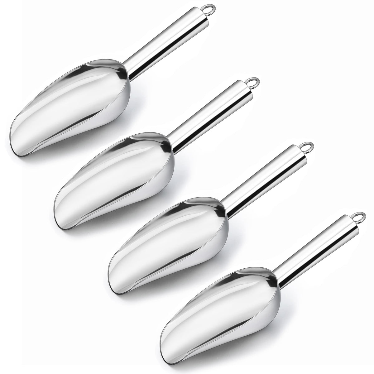 LIANYU Metal Ice Scoop Set of 4, 3 Oz Stainless Steel Small Ice Scooper