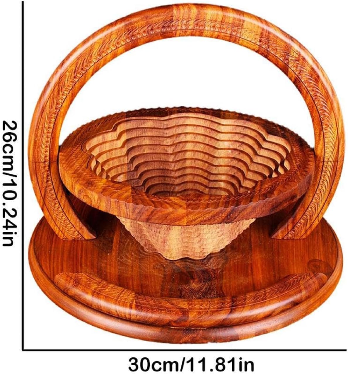 Handmade Wood Carving Fruit Plate, Wooden Folding Fruit Plate, Creative Foldable Dried Fruit Basket Collapsible Bread Nuts Baskets, Gift Basket Fruit Bowl, Triple Grid