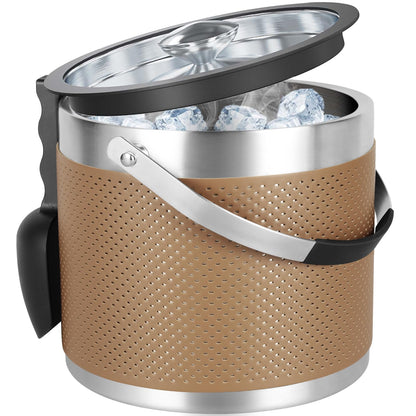 3.2L Double Wall Stainless Steel Ice Bucket for Parties with Lid, Scoop