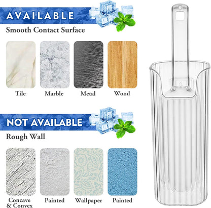 KAWENDE Ice Scoop With Holder - Removable Plastic Scoop for Freezer, Kitchen Countertop Ice Maker, Commercial Machine - Strong Traceless Self-Adhesive