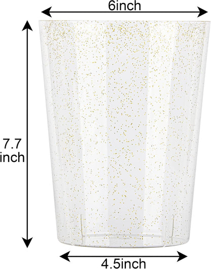 Tiawudi 12 Pack Plastic Ice Bucket For Parties, Gold Glitter Clear Wine Cooler for Wedding, Good as One Large Champagne Chiller Or Classic Wine Bottle Chiller