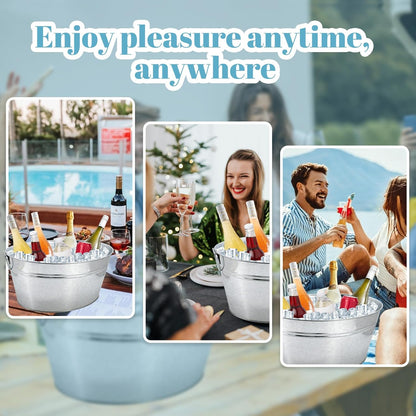 4 Gallon Galvanized Tub Ice Buckets for Parties Portable Beverage Tub