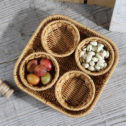 Snack Storage Serving Basket with 4 Compartment Divided Dried Fruit Trays