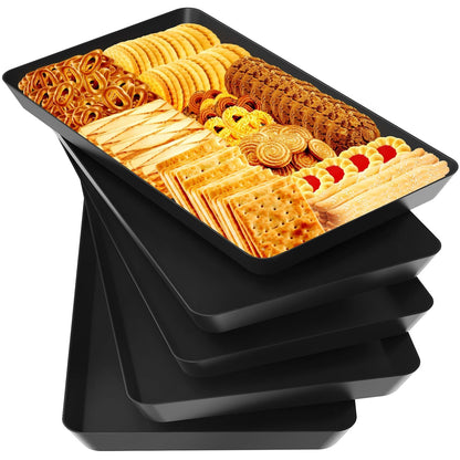 WOWBOX 4-Pack Reusable Plastic Serving Trays for Snacks, Fruit and Parties