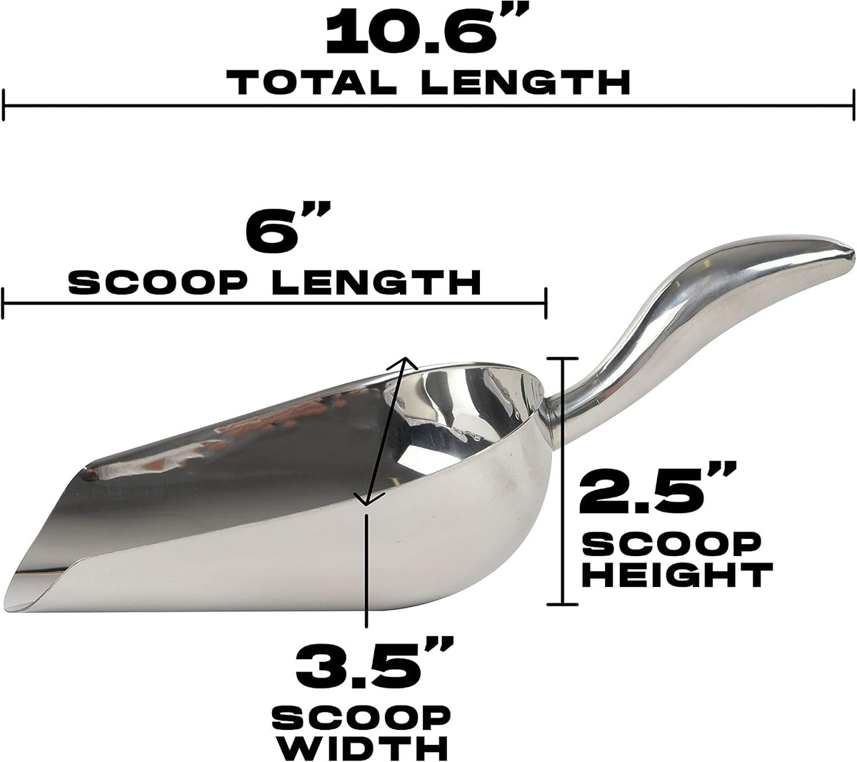 LEMONSODA Stainless Steel Utility Ice Scoop, 14 Ounces, 10.6 Inches
