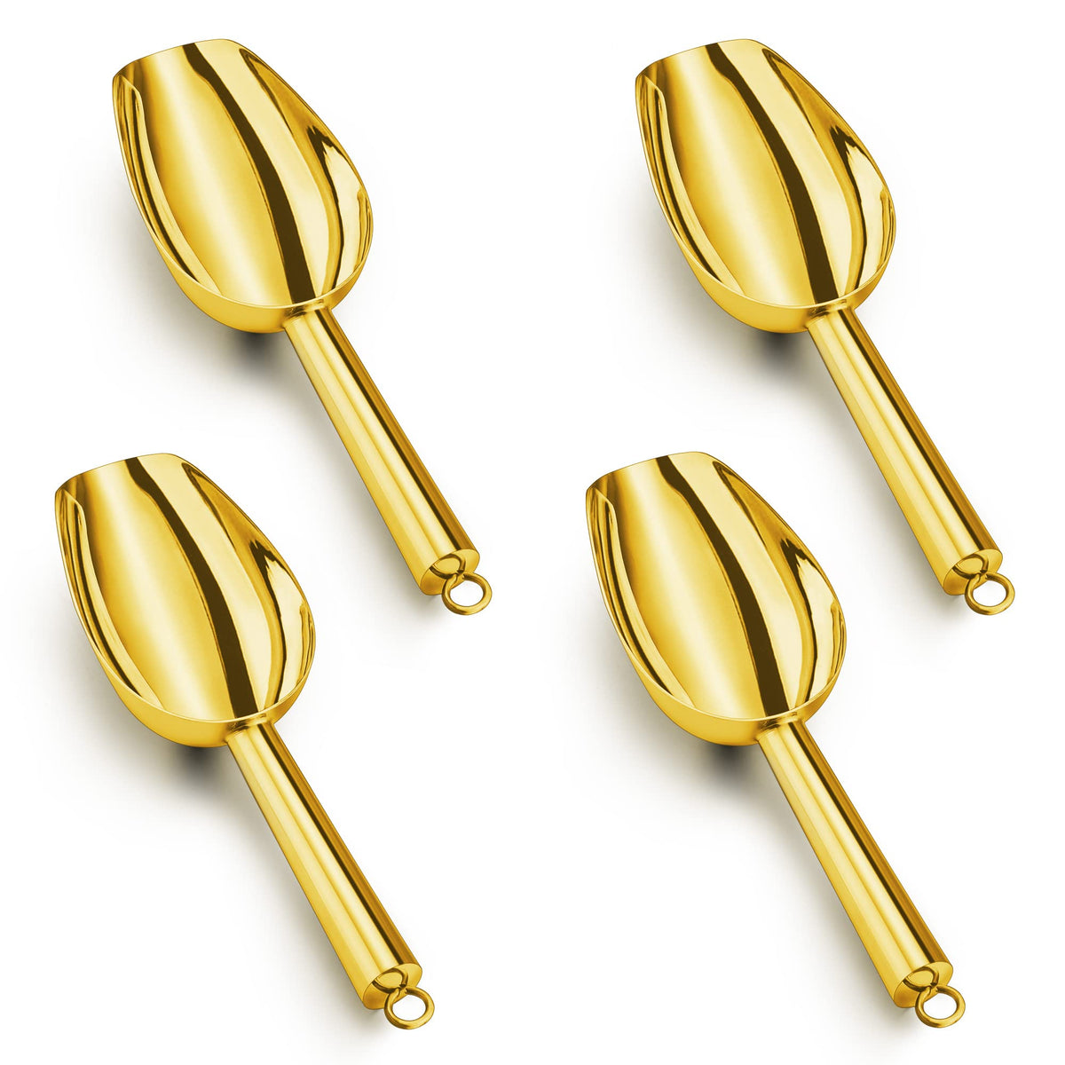 LIANYU Metal Ice Scoop Set of 4, 3 Oz Stainless Steel Small Ice Scooper