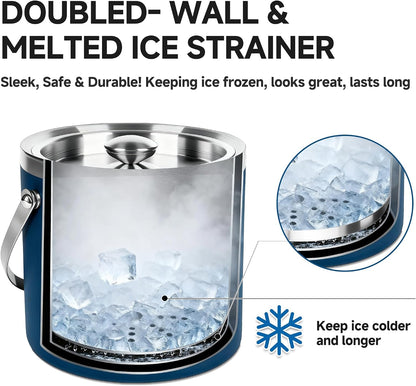 3L Double-Wall Insulated Stainless Steel Ice Bucket for parties