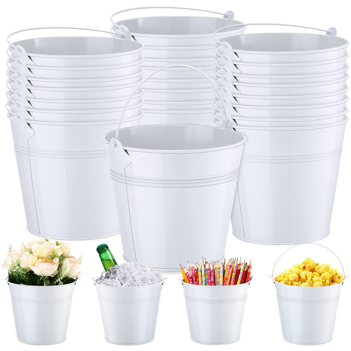 Didaey 12 Pcs Metal Beer Bucket Bulk Ice Bucket, 7.1 x 6.5 x 5.1, Black