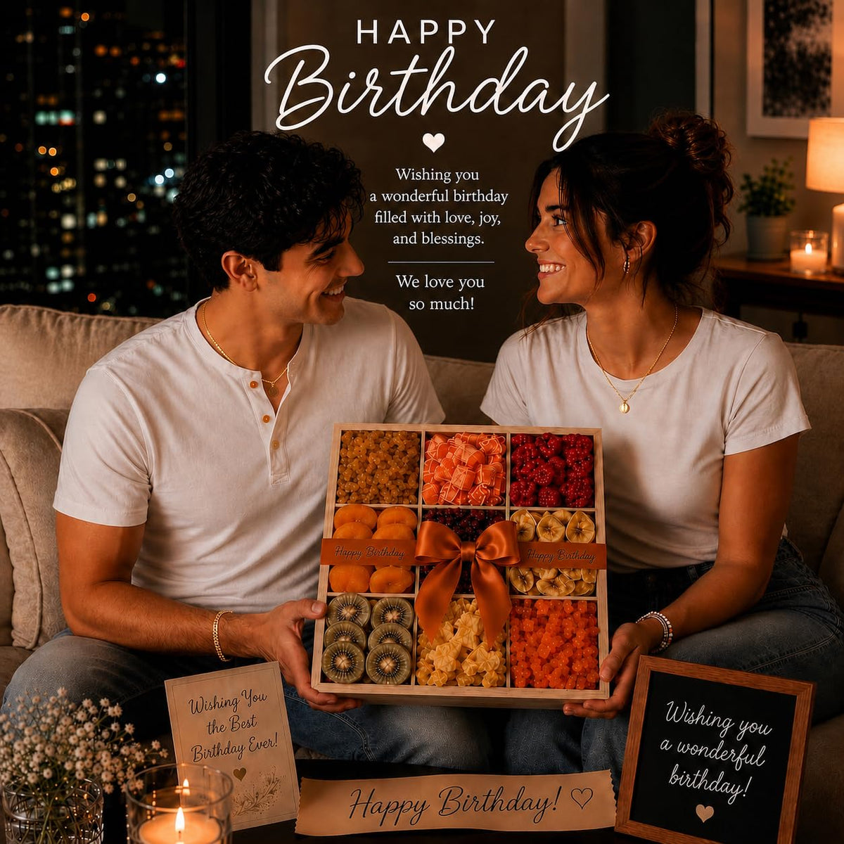 Tropical Dried Fruit Gift Basket - 9 Varieties - Reusable Wooden Crate - All Natural Gourmet Dried Fruits - Food Tray for Birthday, Care Package, Corporate, Get Well, Sympathy Gift