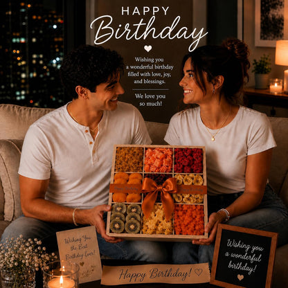 Tropical Dried Fruit Gift Basket - 9 Varieties - Reusable Wooden Crate - All Natural Gourmet Dried Fruits - Food Tray for Birthday, Care Package, Corporate, Get Well, Sympathy Gift