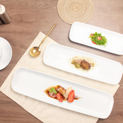 Olive Plate, Dried Fruits Tray, Biscuit Olive Platter, Chip Resistant, White Porcelain Olive Canoe, Dishwasher Safe, for Snacks, Mousse Cake,Tiramisu,Sushi,Condiments,Appetizers 10.9 Inch