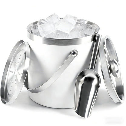 3L gold insulated ice buckets for parties with lid and scoop