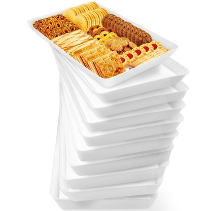 WOWBOX 4-Pack Reusable Plastic Serving Trays for Snacks, Fruit and Parties