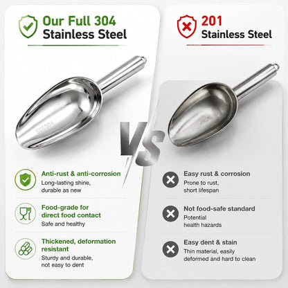 6Oz 304 Stainless Steel Ice Scoop for Freezer with Magnetic Hook