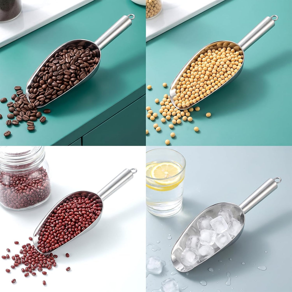 5 Pcs Stainless Steel Ice Scoop, Metal Ice Scoop for Freezer, Bar, Kitchen