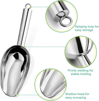 LIANYU Metal Ice Scoop Set of 4, 3 Oz Stainless Steel Small Ice Scooper