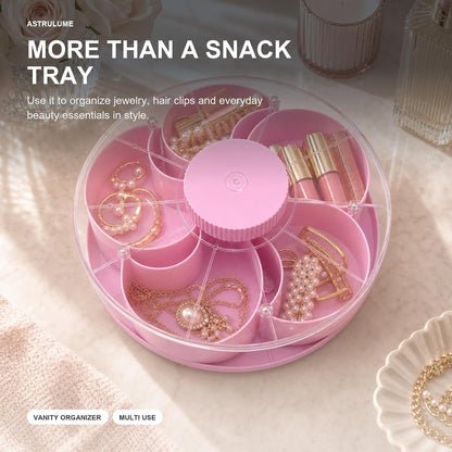 Rotating Divided Snack Tray with Lid,5-Section Platter(Blue)