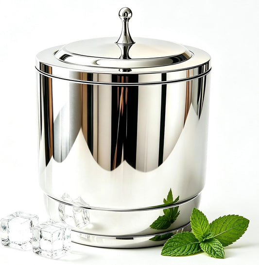 2L Double Wall 304 Stainless Steel Ice Bucket, Insulated Keep Ice Cold 8-10H For Wine Champagne