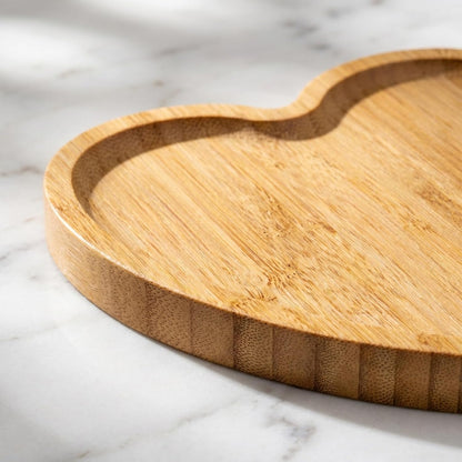 Cabilock Bamboo Serving Tray Heart Shaped 5 pack
