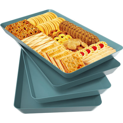 WOWBOX 4-Pack Reusable Plastic Serving Trays for Snacks, Fruit and Parties