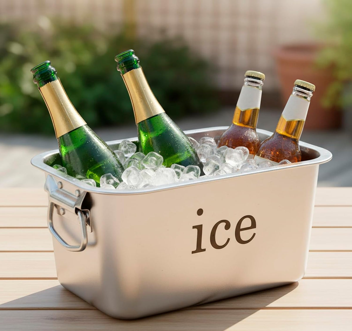 12L(12.7Qt) Ice Bucket for Freezer,Stainless Steel Ice Cube Bin with Handle,Large Capacity Ice Container Champagne Bucket Carry Drink Storage Cooler,Halloween Ice Buckets for Parties