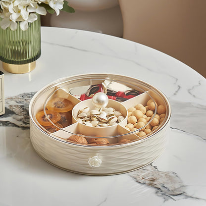 Modern Luxury Snack Box with Lid – Elegant Dry Fruit, Nut & Candy Organizer Tray for Living Room or Gift Giving