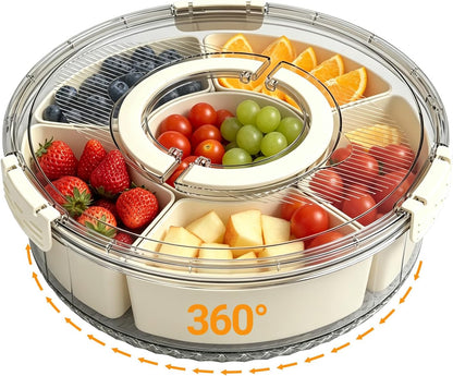 Divided Serving Tray, Snackle Box Container with Lid & Handle