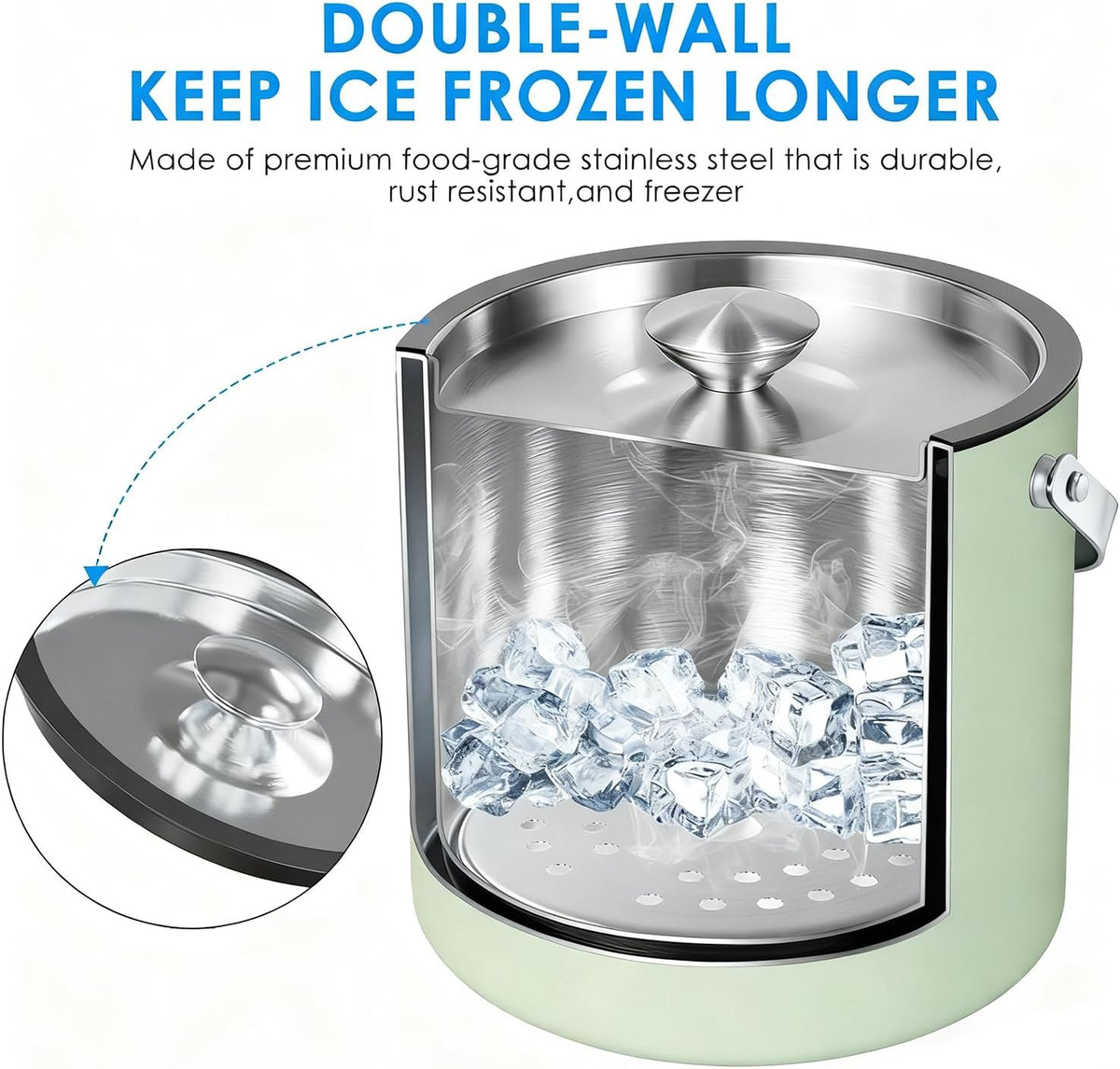 3.2L Insulated Ice Bucket for Parties with Lid & Scoop