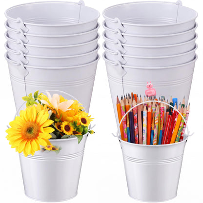 Didaey 12 Pcs Metal Beer Bucket Bulk Ice Bucket, 7.1 x 6.5 x 5.1, Black