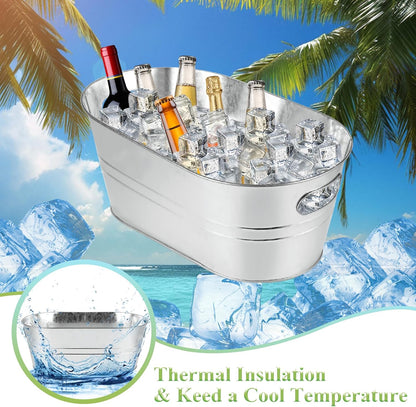 4 PCS 3.4 Gallon Galvanized Ice Buckets for Parties with Carry Handles 3.4 Gallon Galvanized Tub Drink Buckets for Parties Beverage Tub for Parties,Mimosa Bar,Champagne