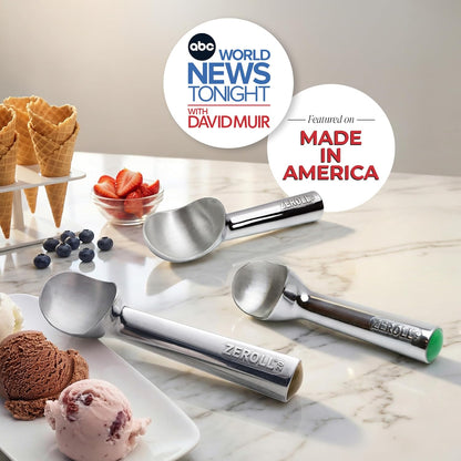 Zeroll, Size 10, in Silver 1010 Original Ice Cream Unique Liquid Filled Heat Conductive Handle Simple One Piece Aluminum Design Easy Release 20 Scoops per, 4-Ounce