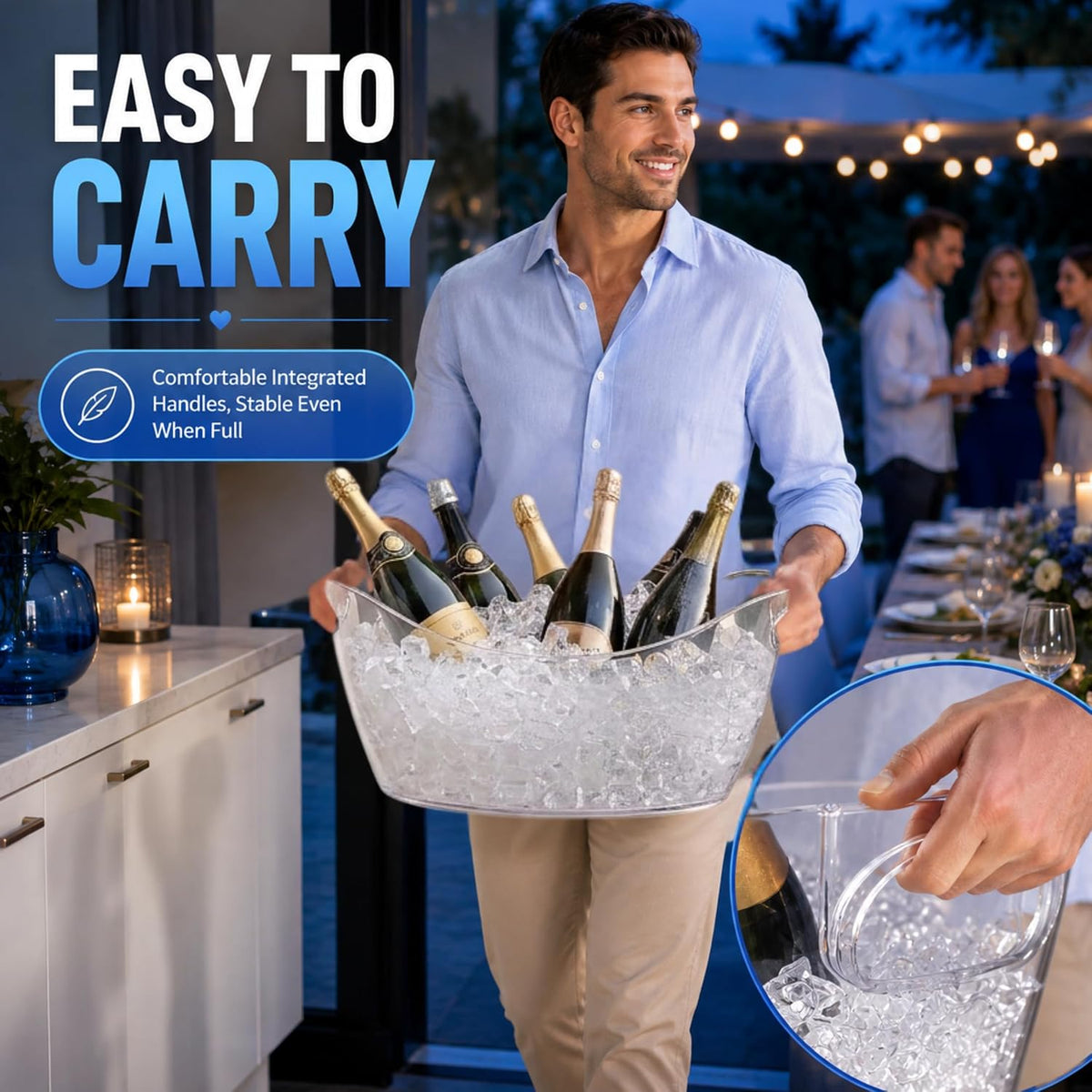 6.5L Acrylic Ice Bucket for Parties, 2 Pack champagne bucket with scoop Heavy-Duty Drop-Resistant Beverage Tub for Wine, Champagne, Beer, Drink Chiller for Mimosa & Wine Bar