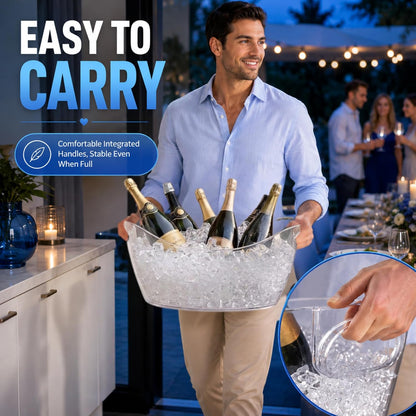 6.5L Acrylic Ice Bucket for Parties, 2 Pack champagne bucket with scoop Heavy-Duty Drop-Resistant Beverage Tub for Wine, Champagne, Beer, Drink Chiller for Mimosa & Wine Bar