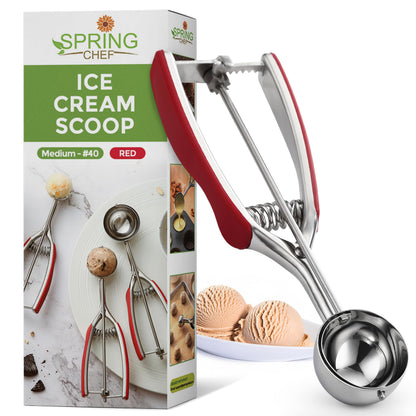 Spring Chef Large Stainless Steel Cookie Scoop, #20, 2.93 Tablespoon, Black