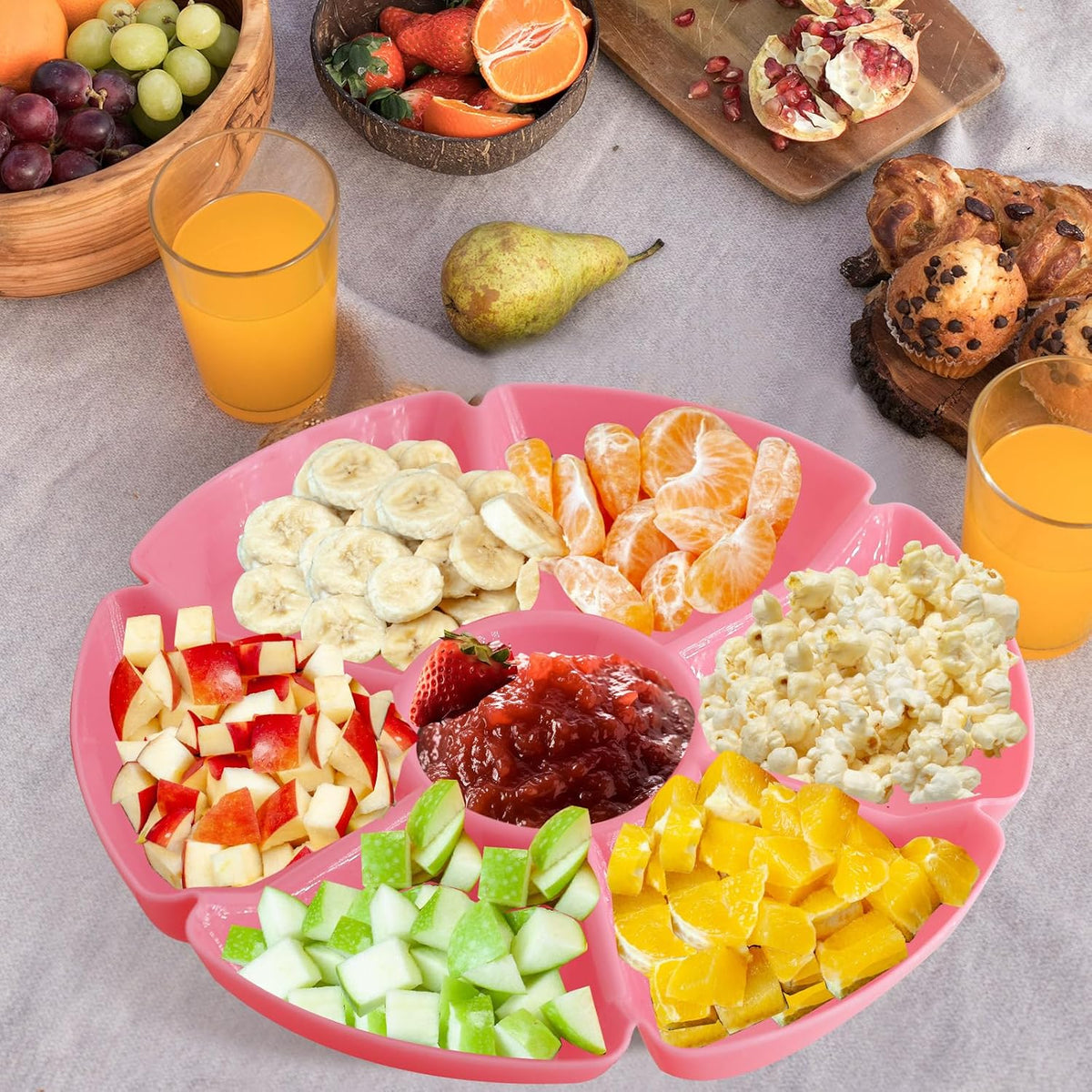 3 Round Plastic Serving Trays 11 Inch 7 Comp