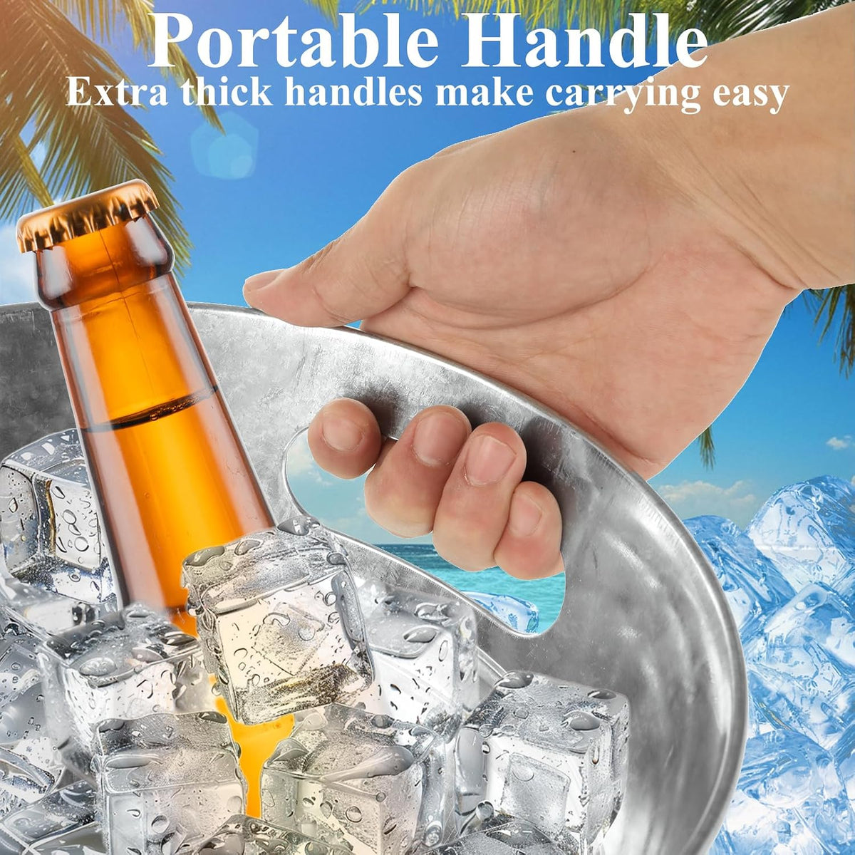 4 PCS 3.4 Gallon Galvanized Ice Buckets for Parties with Carry Handles 3.4 Gallon Galvanized Tub Drink Buckets for Parties Beverage Tub for Parties,Mimosa Bar,Champagne