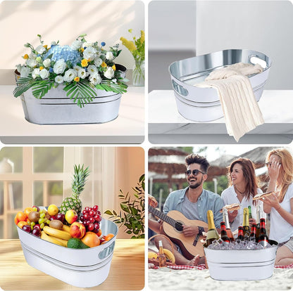 2 Pack 4 Gallon Ice Bucket Galvanized Tub Ice Bucket for Parties Metal Beverage Tub with 2 Scoops Wine Beer Champagne Vintage Buckets for Cocktails Mimosa Bar Supplies with Carry Handles