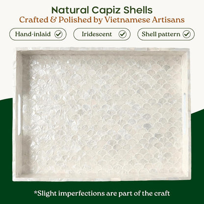 CHI AN HOME 15.8" x 11.8" Capiz Shell Decorative Tray, Coastal Serving Tray