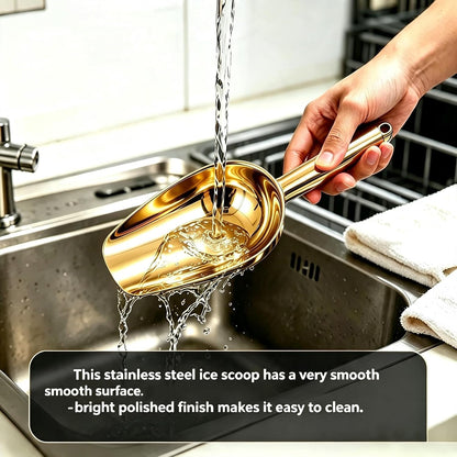 Stainless Steel Ice Scoop, 12oz Multi-Purpose Food Scoop, Heavy Duty Kitchen Scoop for Ice, Grain, Flour, Coffee Bean, Bar Kitchen Household Daily Use