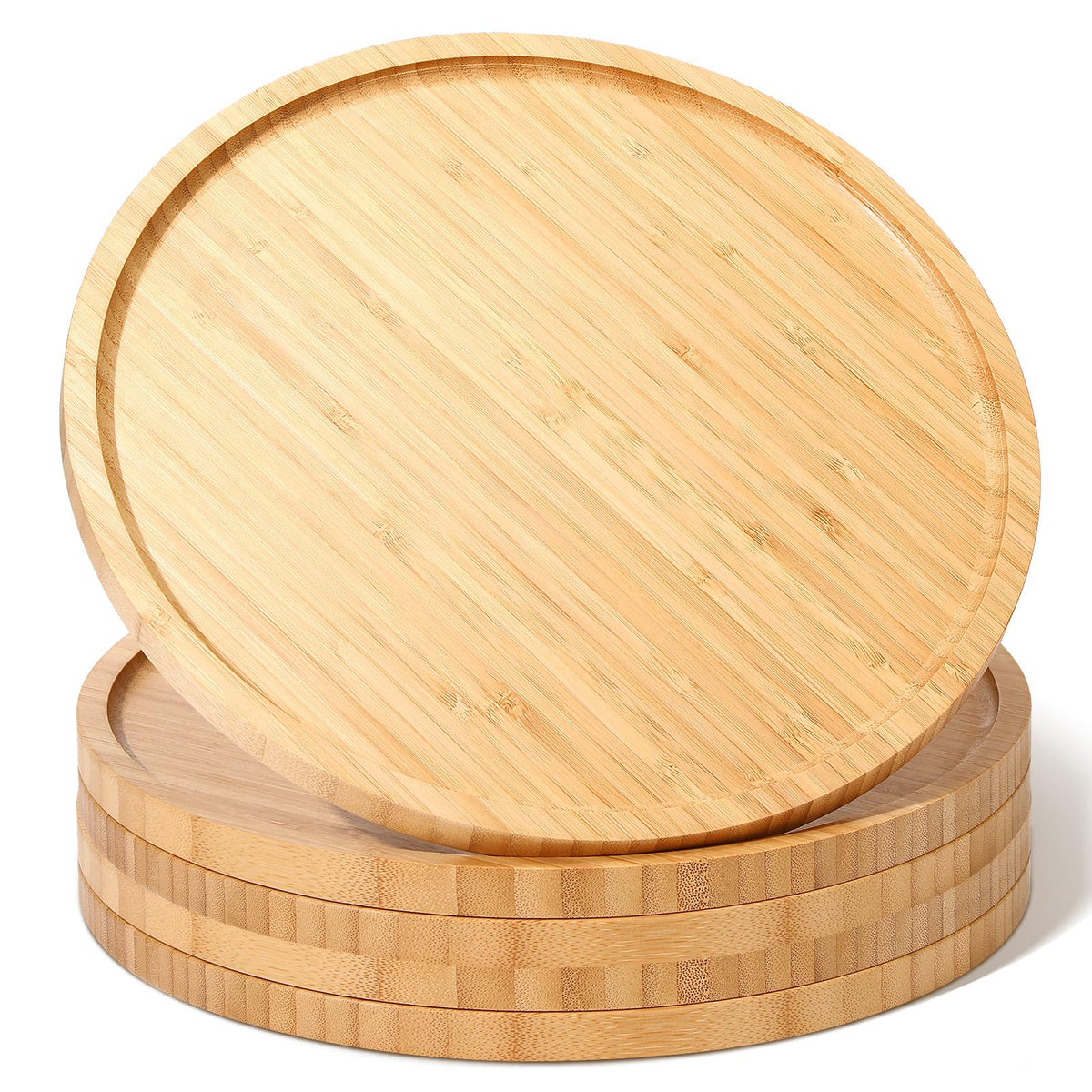 Meanplan 5 Pcs FAL Round Charcuterie Board Bamboo Tray, 8 Inch